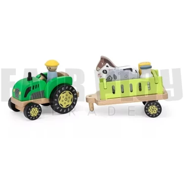 Zöld traktor utánfutóval