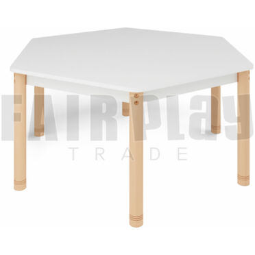 Neo színes hatszögletű asztal állítható lábakkal - fehér