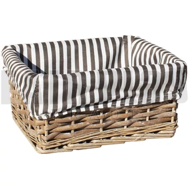 Bézs csíkos rattan játéktéroló- 28 cm