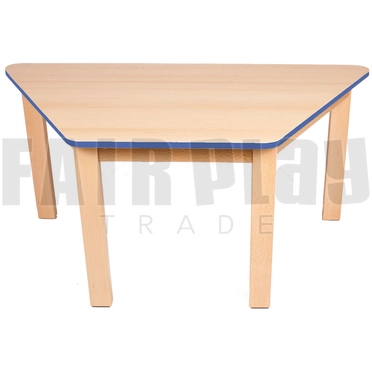 Trapéz alakú asztal - 58 cm - sötétkék éllel 