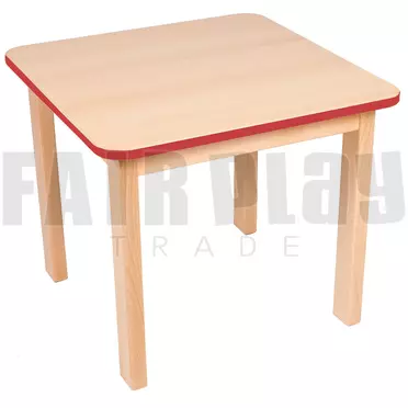 Négyzet alakú asztal - 52 cm - piros éllel 