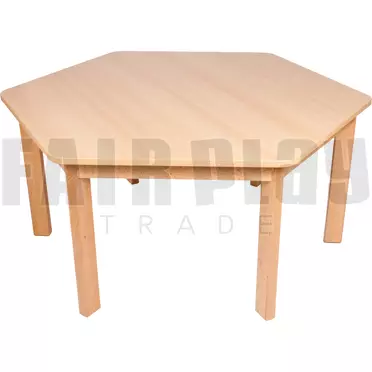 Hatszög alakú asztal - 52 cm - natúr éllel