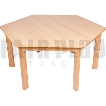 Hatszög alakú asztal - 46 cm - natúr éllel