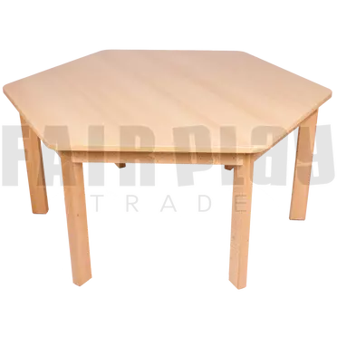 Hatszög alakú asztal - 58 cm - natúr éllel