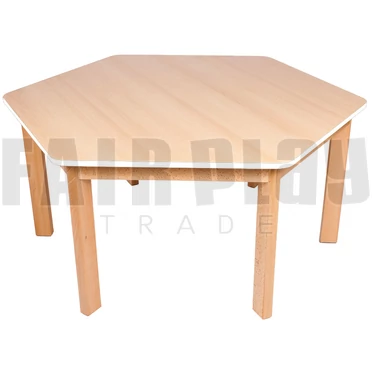 Hatszög alakú asztal - 46 cm - fehér éllel