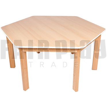 Hatszög alakú asztal - 58 cm - fehér éllel 