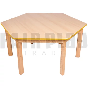 Hatszög alakú asztal - 52 cm - narancs éllel