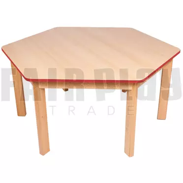 Hatszög alakú asztal - 46 cm - piros éllel 