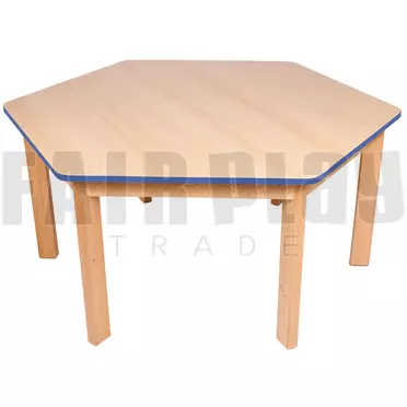 Hatszög alakú asztal - 46 cm - sötétkék éllel 
