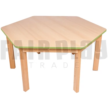 Hatszög alakú asztal - 46 cm -zöld éllel