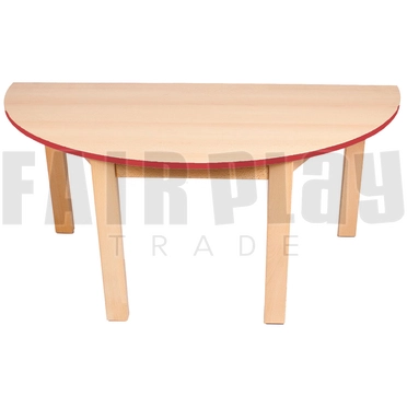 Félkör alakú asztal - 58 cm - piros éllel 