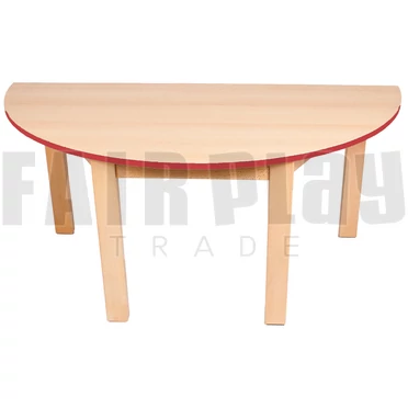 Félkör alakú asztal - 58 cm - piros éllel