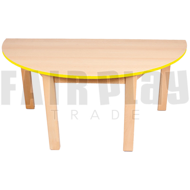 Félkör alakú asztal - 58 cm - sárga éllel 