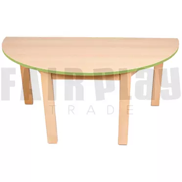 Félkör alakú asztal - 52 cm - zöld éllel 