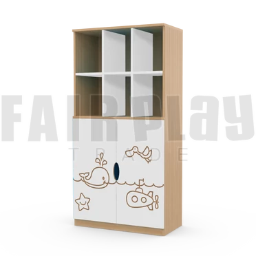 Koko alul ajtós 6 fakkos szekrény - bálna -fehér