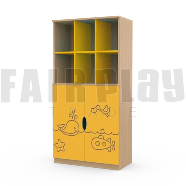 Koko alul ajtós 6 fakkos szekrény - bálna -sárga