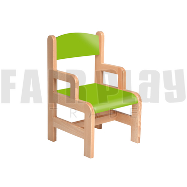 Karfás szék- 26 cm zöld ülés és háttámla 